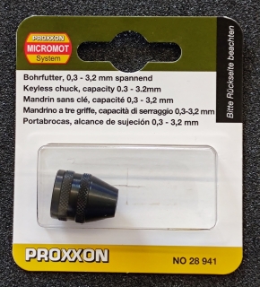Proxxon Dreibacken-Bohrfutter, Spannbereich 0,3 bis 3,2 mm 28941