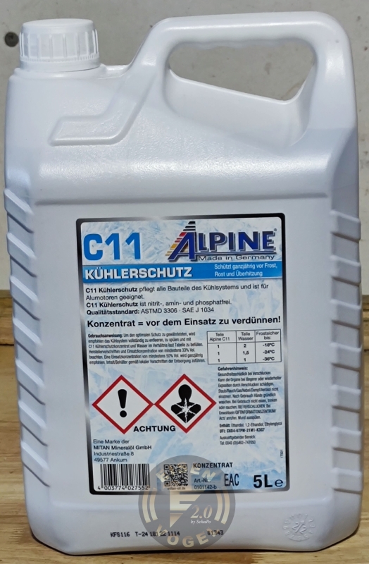Alpine Frostschutz Scheibenklar 5L (1,87€/L) -60°C Konzentrat