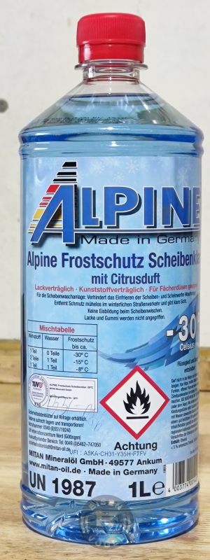 ALPINE Scheiben-Frostschutz, Fertiggemisch.-30°, Citrusduft 1L, 2,60 €